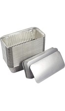 125 x No.6 Large Aluminium Foil Food Containers & Lids 600ml Disposable/Reusable