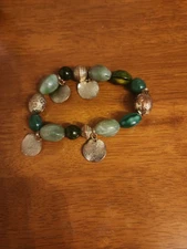 Green And Gold Tone Beaded Braclet