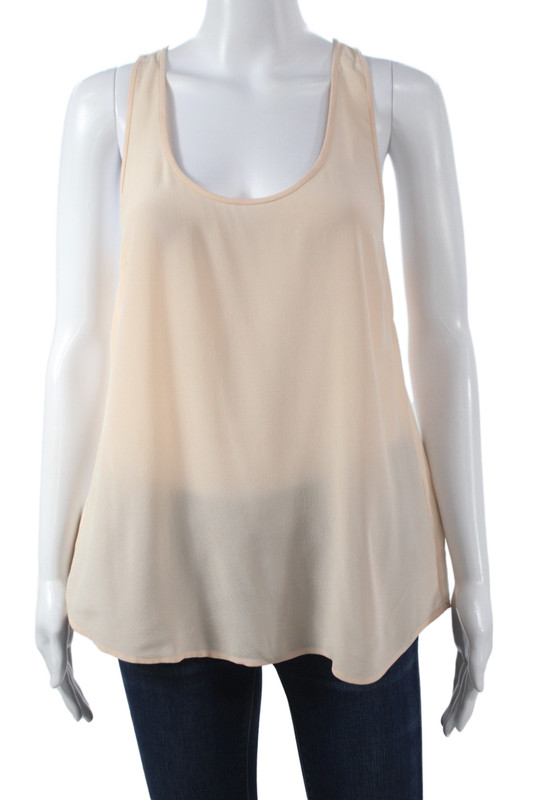 Joie Women Basic Sleeveless Silk Round Neck Tank Beige Size S