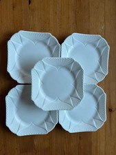 Shelley Vintage Art Deco Bone China Dainty White Side Plates x 5 14.5cm Square