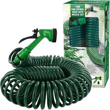 15M 30M Retractable Coil Hose Pipe Reel Water Spray Gun Nozzle Garden Patio New