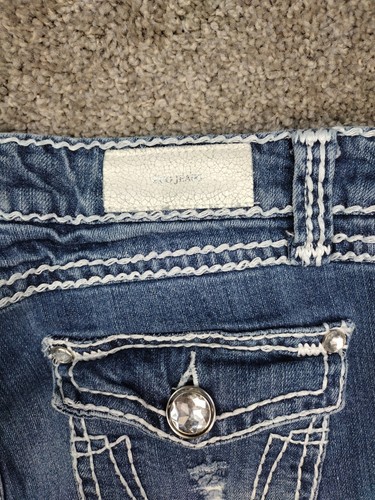 Vintage Women's ZCO Jeans Low Rise Boot Cut Stretch Size 13 Thick Stitch Bling - Picture 16 of 17