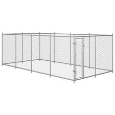 Dog Kennel Silver Galvanized Steel Large Dog Kennel Rectangular