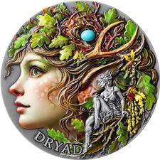 2026 Cameroon Dryad Nature Spirits 2 oz Antique finish Silver Coin
