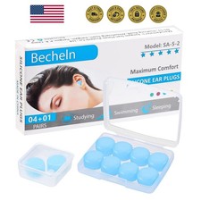Reusable Silicone Ear Plugs, Waterproof Noise Cancelling EarPlugs for Sleepin...