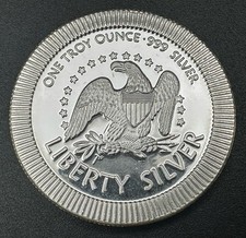 1 oz .999 Fine Silver Liberty Bell Stackable Round – Light Milk Spotting 90.00 per troy oz