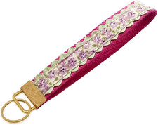 Floral Embroidered Fabric Keychain Wristlet Key Fob Keychain Car Key Chain Holde