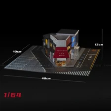 1/64 Diorama Car Garage Model LED Lighting City Street View Building Scene Model