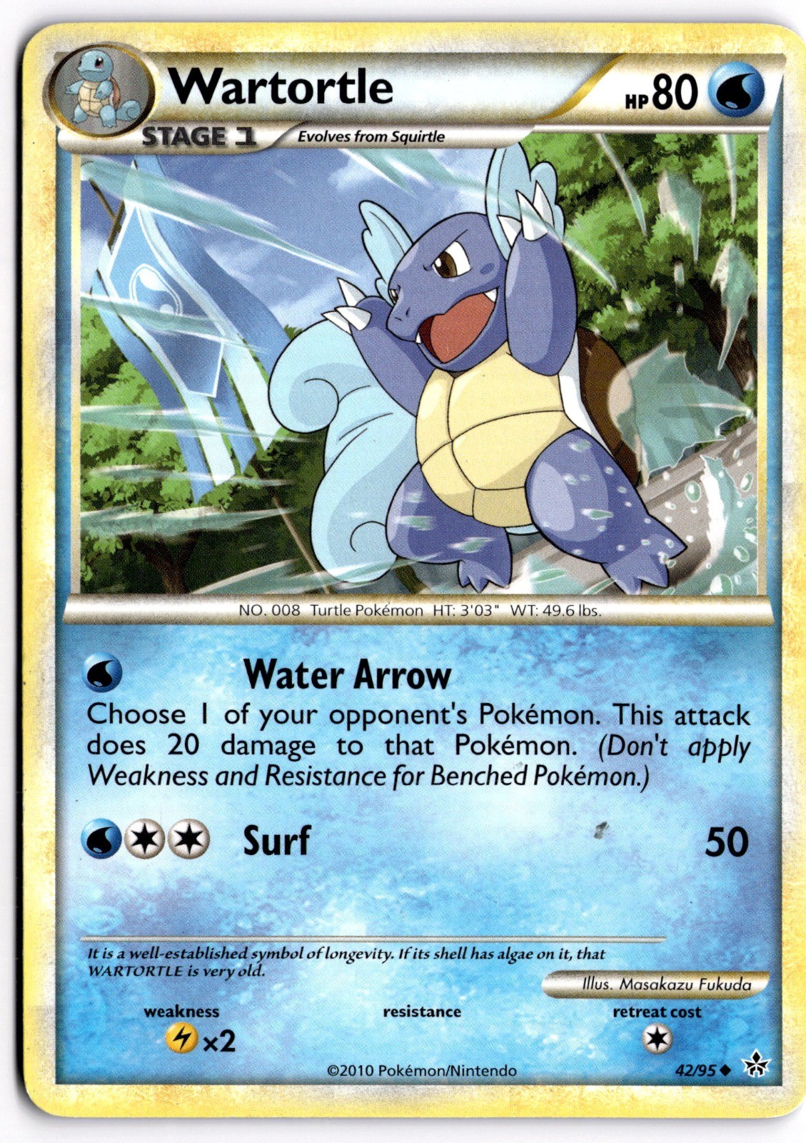 Pokemon TCG Wartortle 42/95 Unleashed Uncommon LP