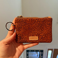 Consuela Zip Pouch Wallet Brown Floral, Zipper, Key Ring, Credit Card