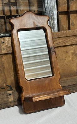 Wood Framed Vanity Mirror with Shelf,  Rectangle 17.25  Vertical