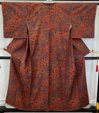 Japanese Vintage Kimono Silk Purple Komon Traditional Authentic Length 59 in