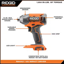 Ridgid 18V Cordless 1/4" Hex Impact Driver TOOL ONLY R860021