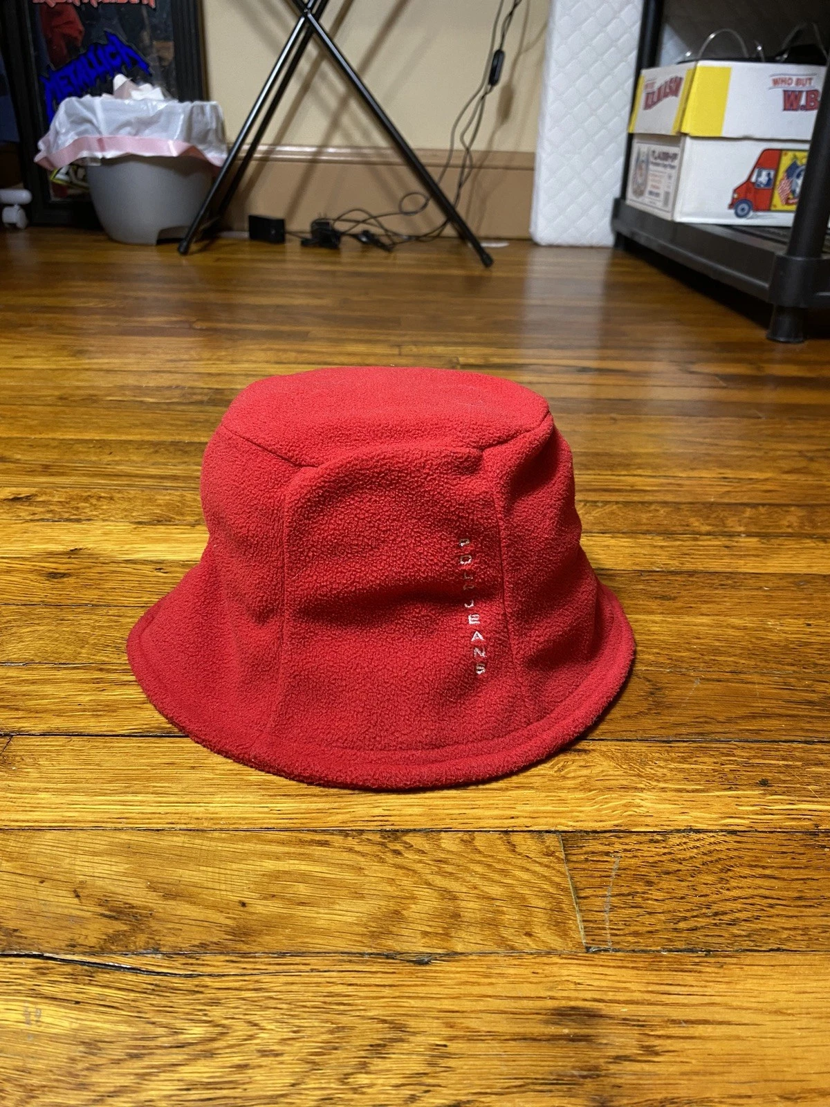 Vintage Polo Jeans Fleece Bucket Hat Cap Red One Size Fits Most Rare 90s Hip Hop
