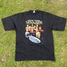 Vintage Star Trek Voyager Captain Kirk Spock T Shirt 1996 90s Sci Fi