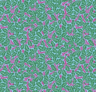 Free Spirit - Kaffe X Morris & Co - Oak - Turquoise, Fabric by the Yard