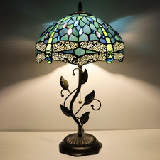 Mqyxh Tiffany Lamp Sea Blue Dragonfly Style Stained Glass Table Lamp Desk