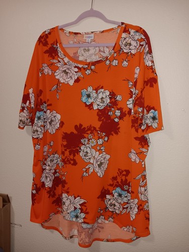 Tunique LuLaRoe Randy Taille XS Motif Floral Multicolore Orange Bleu Vert Blanc