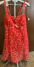 R&K White & Red Polka Dot A-Line Sleeveless Retro Sun Dress Zip Closure Size 18