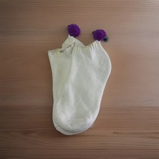 VTG Socks Womens Purple 80's Pom Sockettes 7-9 White NOS Cotton Blend Nylon