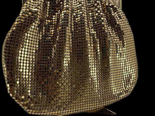 Vintage 1950s Whiting & Davis Gold Mesh Purse 2814 USA Art Deco Style Bag - Picture 4 of 24