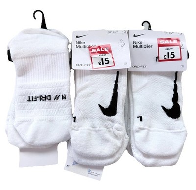 Nike Multiplier No Show Socks White Size UK 5-8 X6 Pairs New