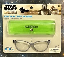 Star Wars Mandalorian Kids Blue Light Glasses w/ Green Protective Case New Safe