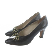 CHANEL Pumps Ribbon Leather Brown Women's Size EU36/US5.5