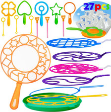 Deluxe 27Pcs Big Bubble Wands Assortment with Solution Set for Kids- Assorted Si