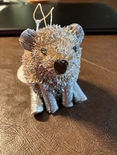 CARIBOU COFFEE HANDMADE ORNAMENT BEAR NATURAL WITH GLITTER - CUTE