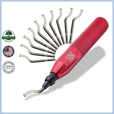 High-Speed Steel Deburring Tool with 11 Replacement Blades for Various Materials