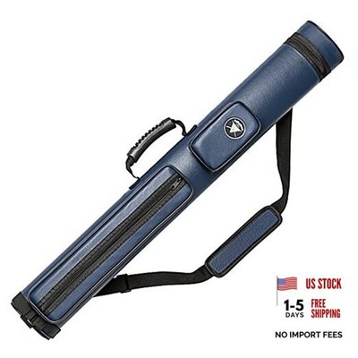 Pool Cue Case, 2 X 2 Hard Pool Stick Case, Made of Faux Leather Billiards Blue