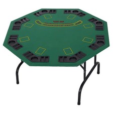 Poker Table Folding Tabletop 8 Player Casino Game Cup Holder Card Games Green