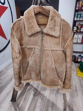 Vtg Mens Shearling Sheepskin Coat Tan Yellowstone Marlboro Ranch Jacket Sherpa