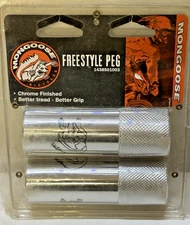 MONGOOSE Freestyle BMX Pegs Chrome Tread 4 1/4 X 1 1/2 Inch for 3/8" Axles