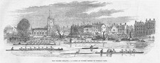 THAMES REGATTA The Scene at Putney Bridge - Antique Rowing Print 1846