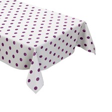 Nappe en Toile Cirée Nappe Mauve Points Sur Blanc Rétro 01039-06 Carré Rond Oval