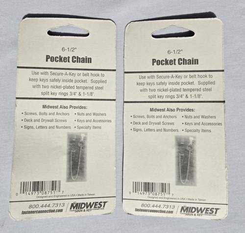 Pocket Chain Keychain Lot (2) 6-1/2" Length - Picture 2 of 2