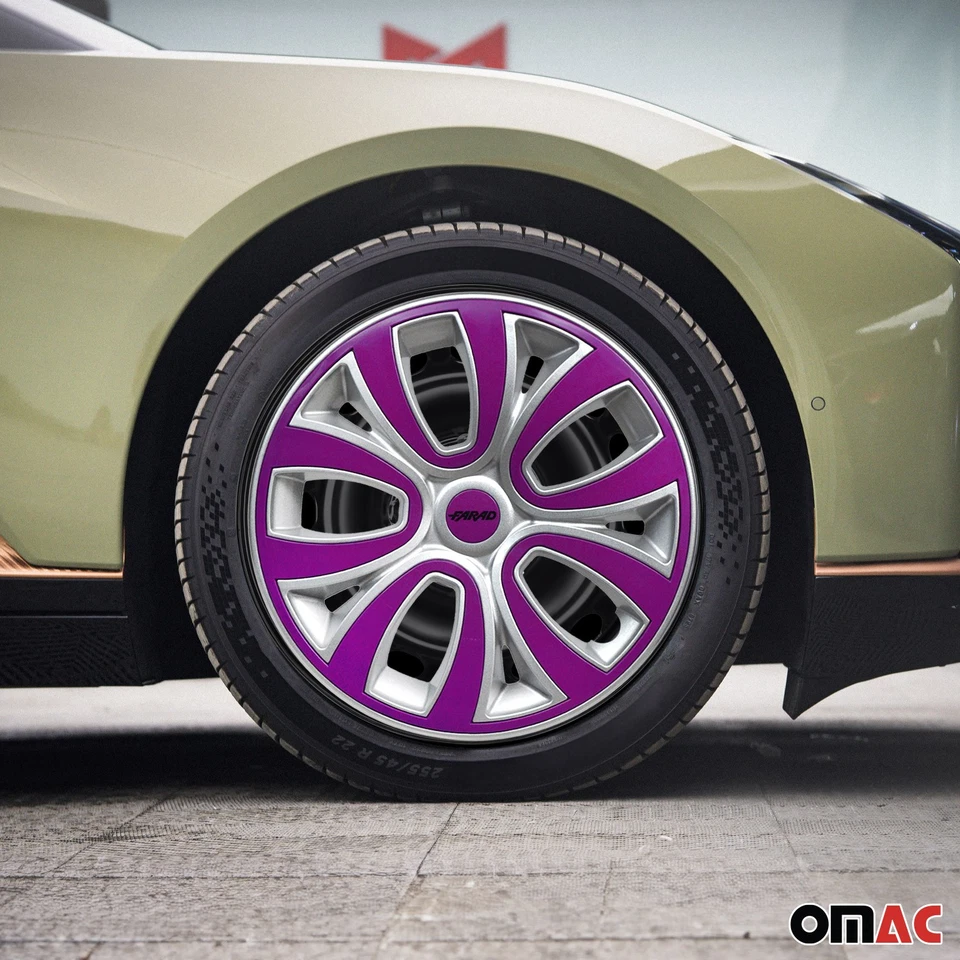 4x Radblenden Radkappen Radzierblenden 14" Zoll Grau Lila Glänzend - Bild 2 von 4