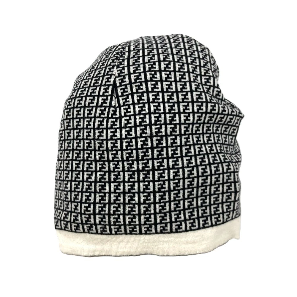 FENDI FXQ056 Zucca logo beanie hat knit hat knit cap Knit hat wool