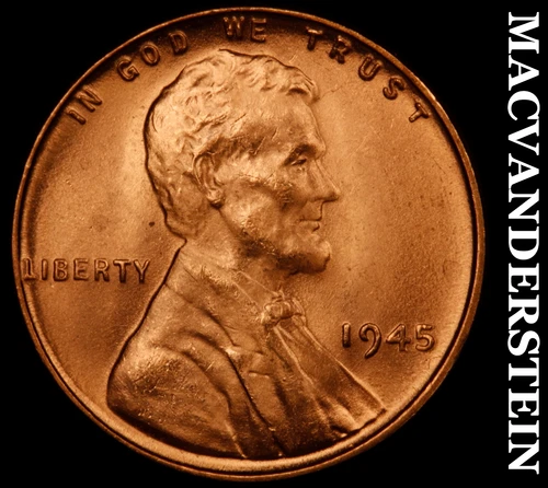 1945 Lincoln Wheat Cent- Red- Choice Gem Brilliant Uncirculated Luster #J2826