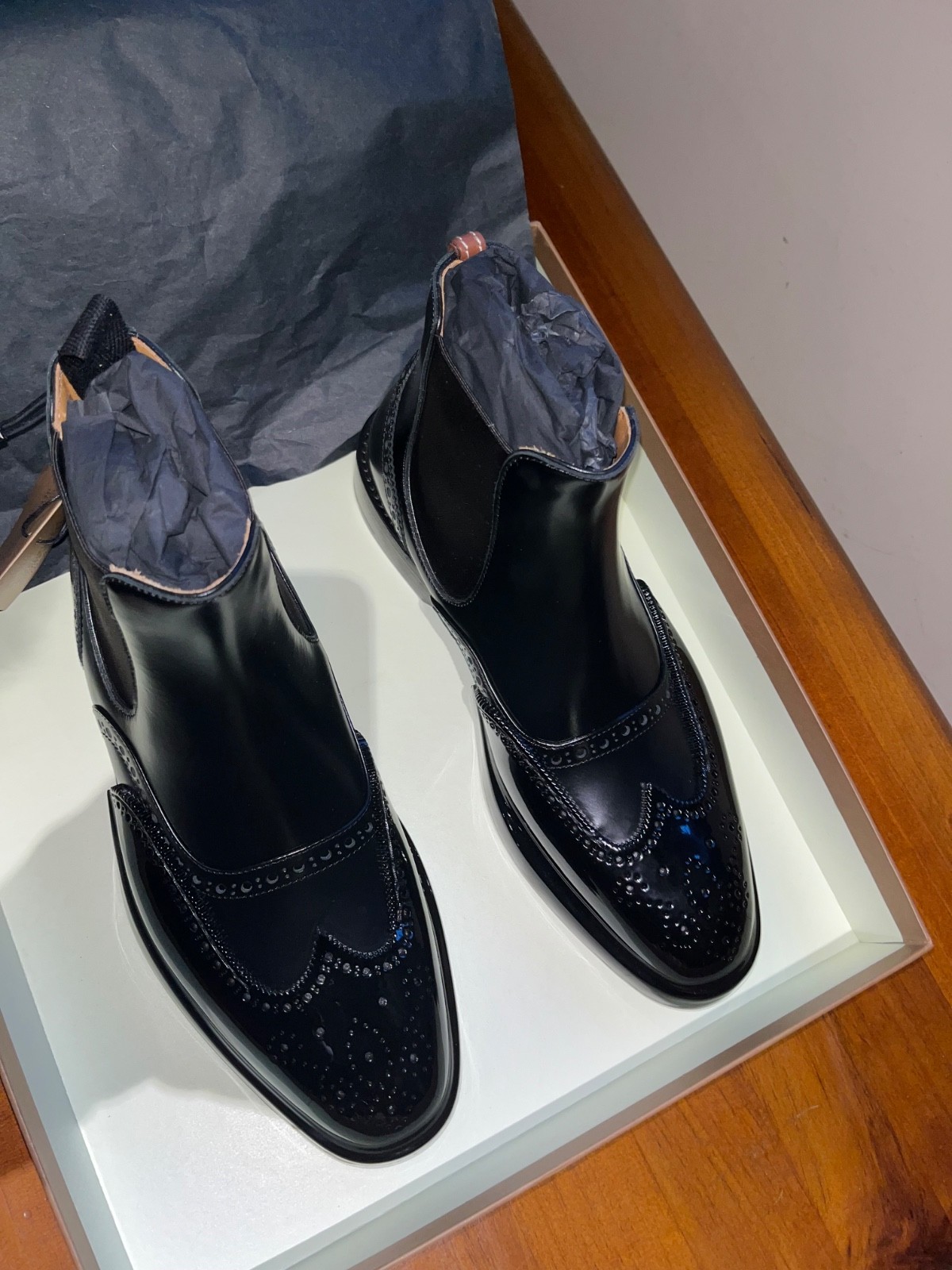 Burberry Black Leather Brogue Chelsea Boots - Brand New, Never Worn image 6
