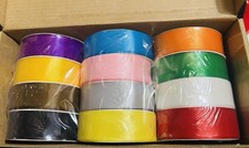 Lot of Multicolor Solid Craft Ribbon Spools Rolls, Assorted Color Mix
