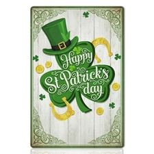 St Patrick  s Day Decorations Happy Tin Sign, Shamrock stp02