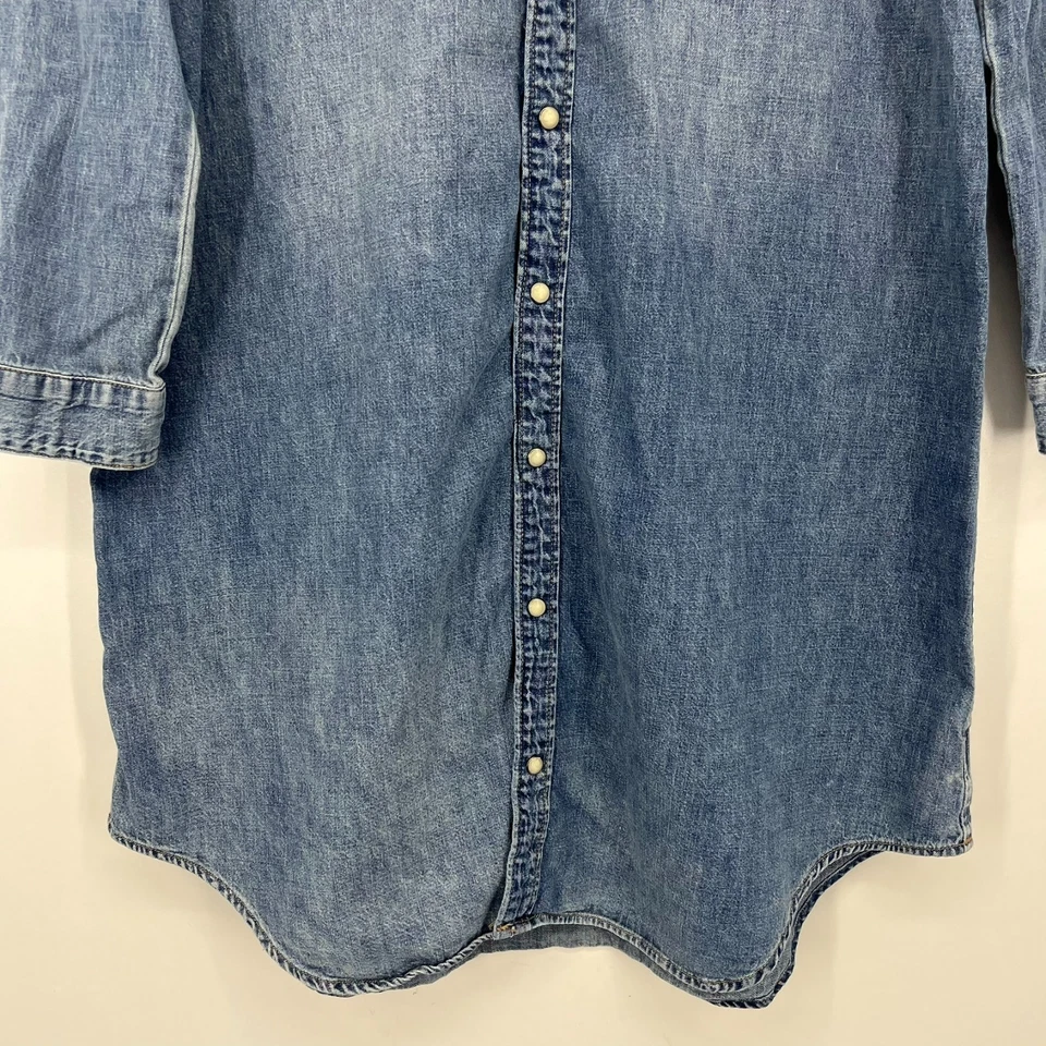 Lucky Brand джинсовой ткани жемчуг Snap платье женщин размер L синий истинный индиго Western - Изображение 3 из 4