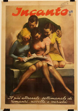 Vintage 1946 INCANTO MAGAZINE Italian 40x28 GINO BOCCASILE Poster FREE SHIPPING