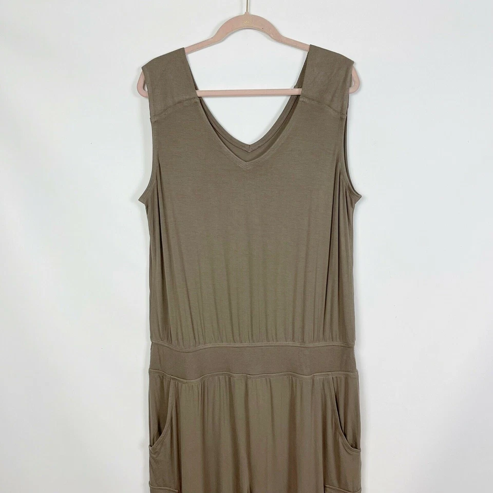 Mono tejido Lisa Rinna Collection XL marrón moca pierna ancha sin mangas nuevo sin etiquetas Foto 3 de 4