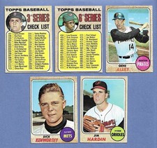 1968 Topps Baseball Lot (5) Yaz-Frank R. Checklists! Classic Set! NO RESERVE!