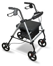 Image of Lightweight Four Wheeled Rollator - 8" Wheel Folding Walking Aid with Seat & Bra