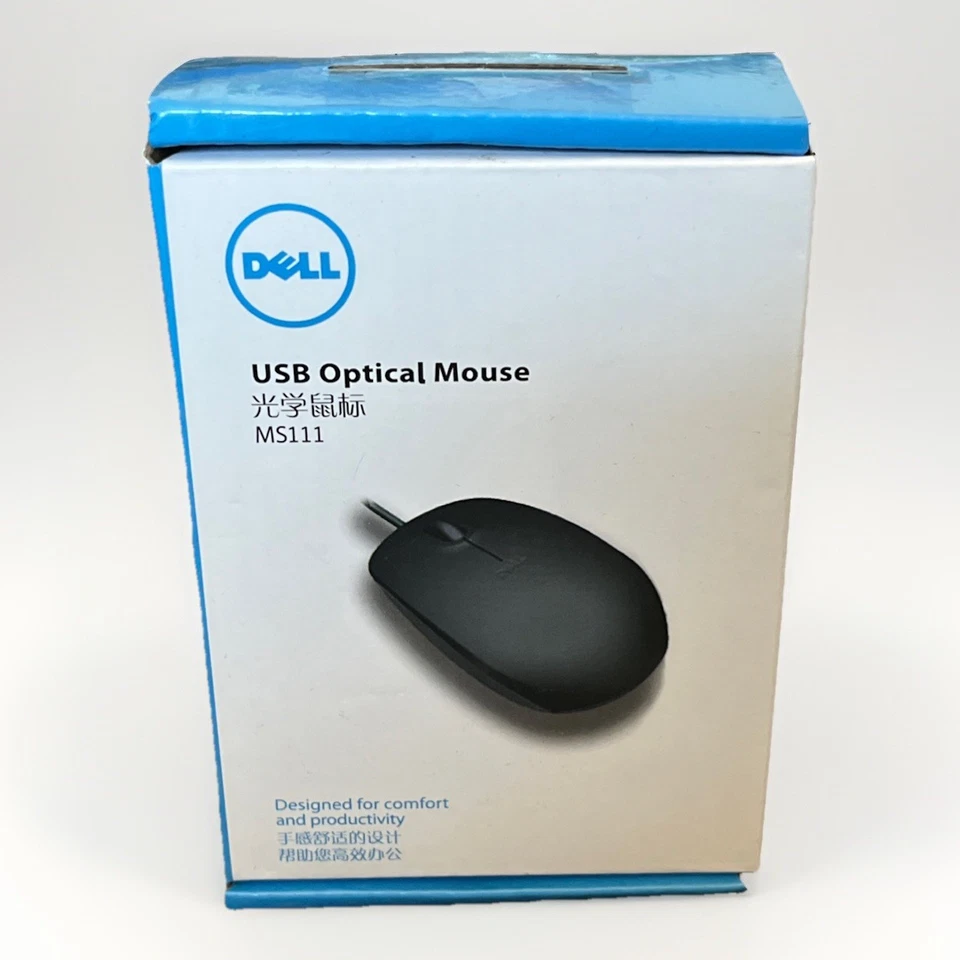 Dell MS111 Corded USB Optical Mouse Black - New - Image 2 of 3